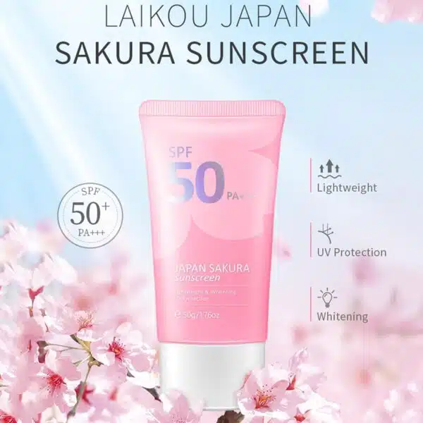 Laikou Sakura Face Sunscreen SPF50 PA+++ (50g) - Image 3