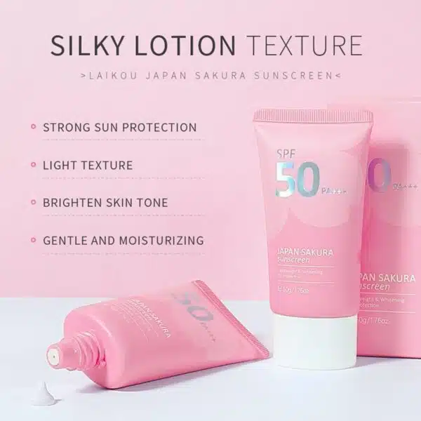 Laikou Sakura Face Sunscreen SPF50 PA+++ (50g) - Image 7