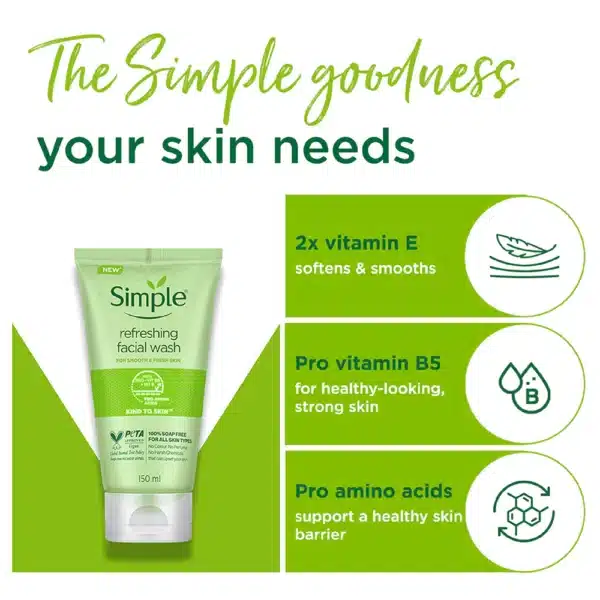 Simple Skin Refreshing Facial Wash Gel 150ml - Image 3