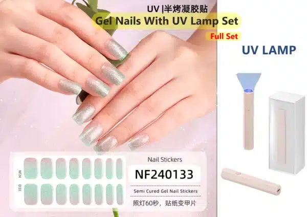 (Full-Set) Gel Nail Sticker এবং UV Lamp একসাথে