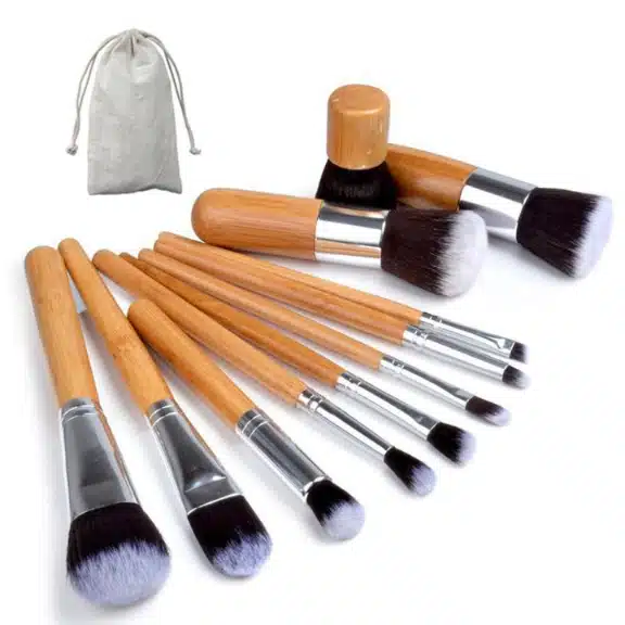 Premium 11 Pcs Bamboo Makeup Brush Set - Image 2